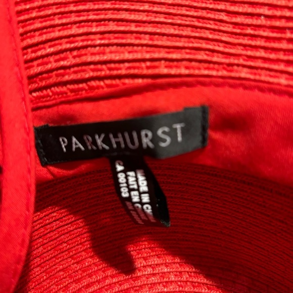 PARKHURST 100% Paper Brimmed Black Band with Bow Red Hat - Picture 7 of 8